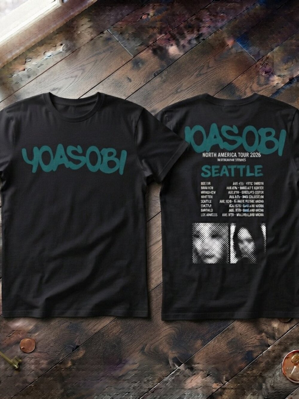 Yoasobi North America Tour 2026 Seatle Vintage Black T-Shirt